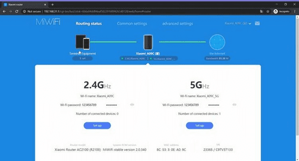 Для подключения роутера Xiaomi Mi AC2100 требуется установка приложения MiWifi Технические характеристики устройства позволяют настроить работу аппарата